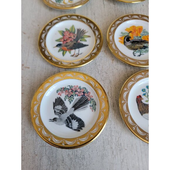 Franklin Porcelain official state bird flowers mini plate set home decor - Picture 2 of 8